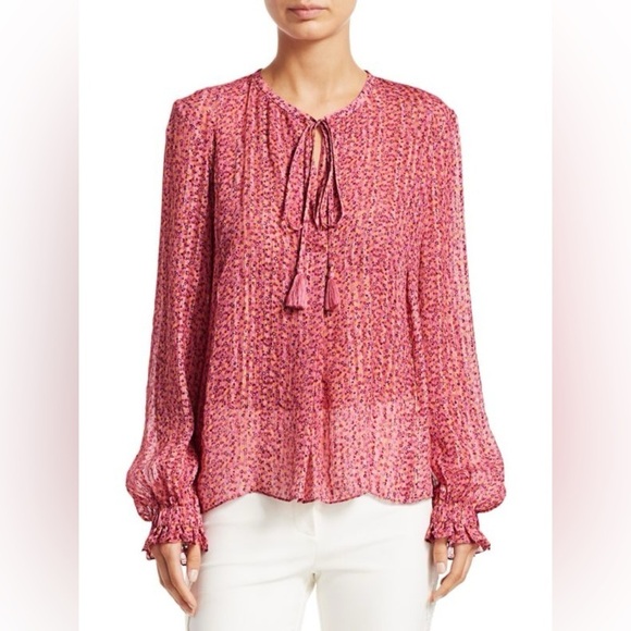 Derek Lam 10 Crosby Boho Floral Long Sleeve Blouse Size 4 - Picture 1 of 9